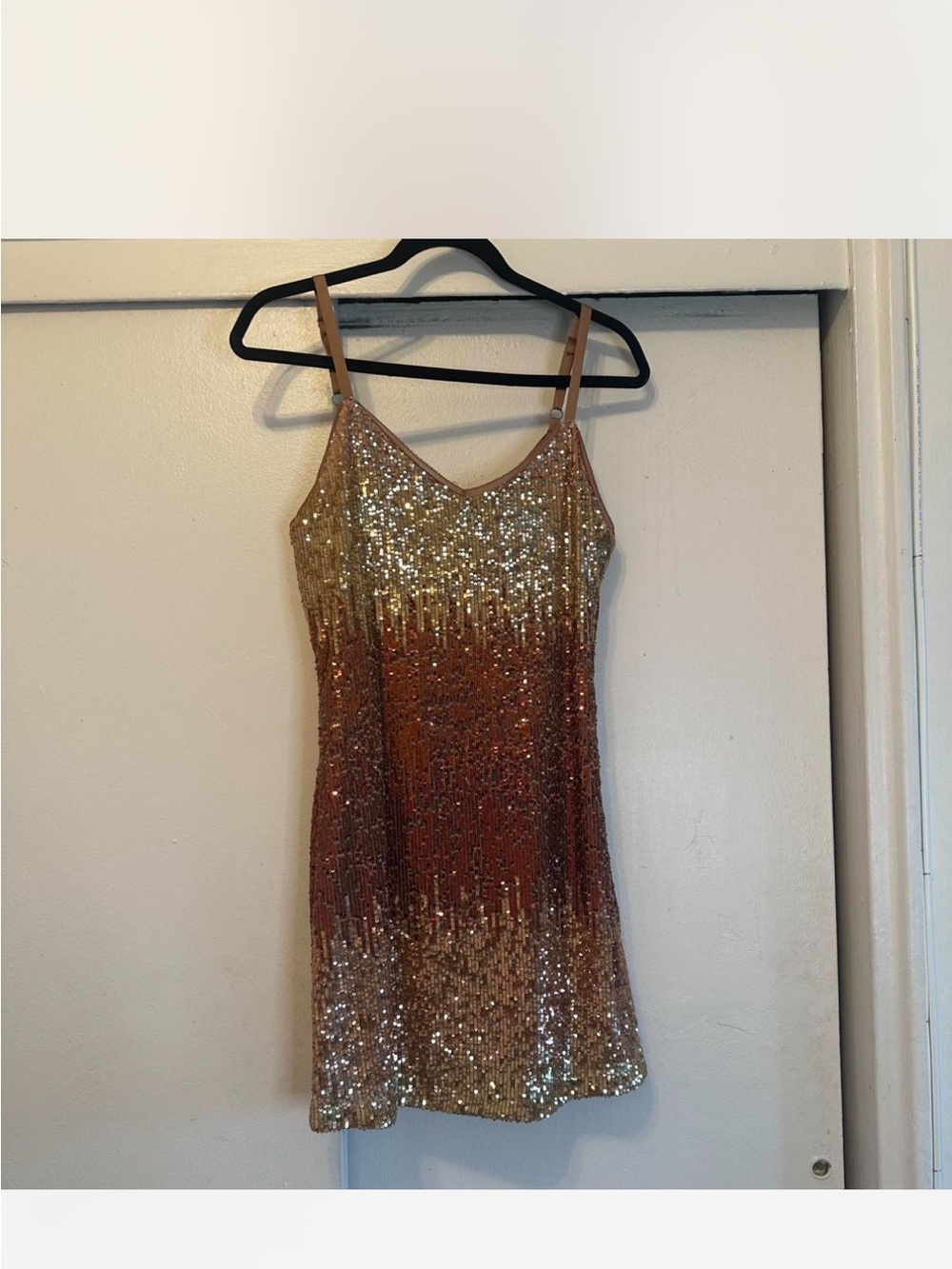 Skies Are Blue Gold-to-Copper Sequin Mini Dress
